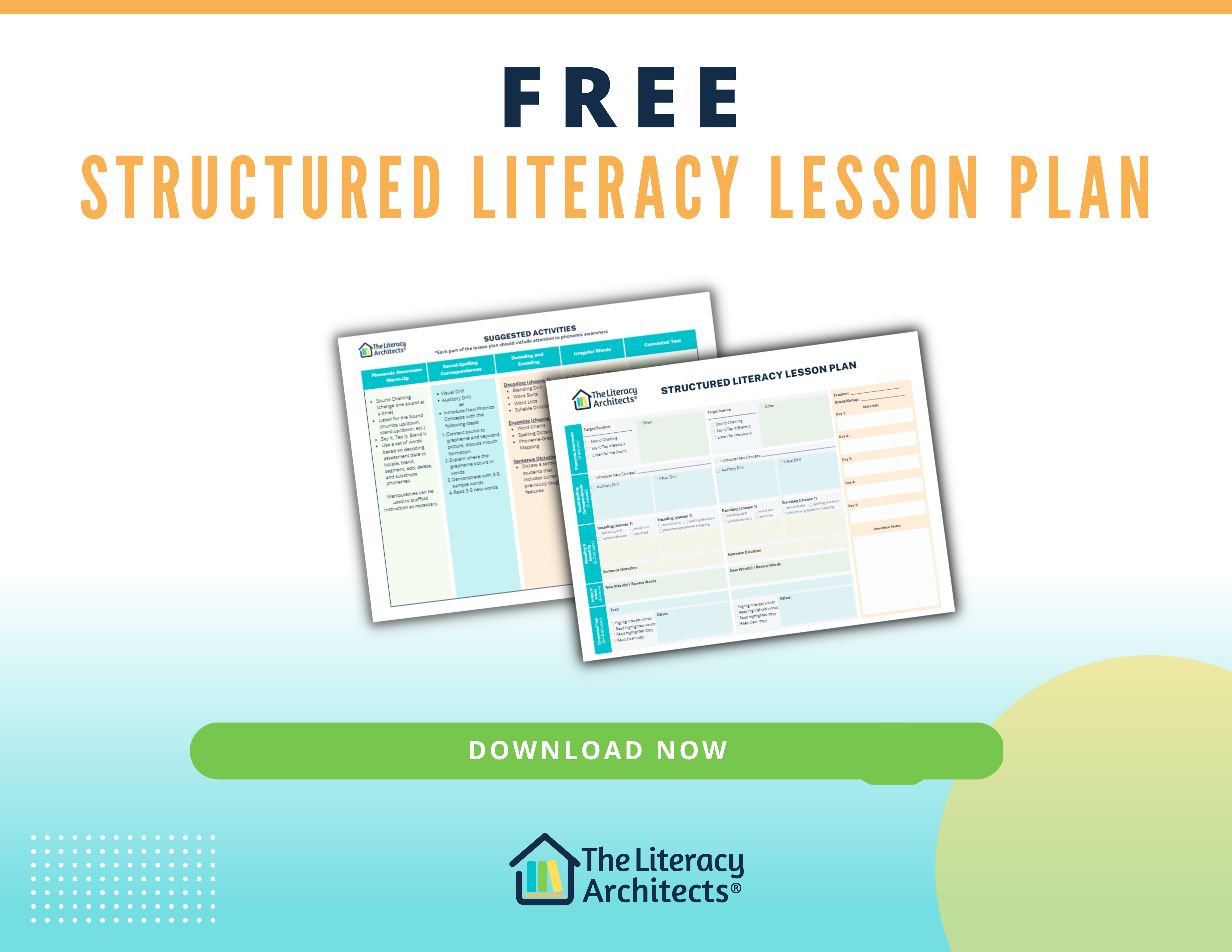 flyer for structured literacy lesson plan