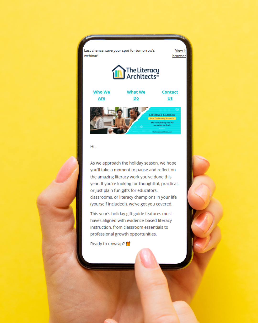 newsletter on phone mock up